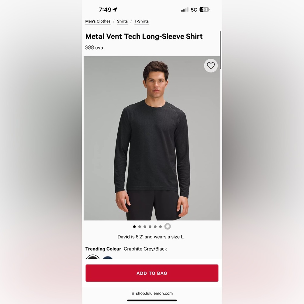 Lululemon Metal Vent Tech Long-Sleeve Shirt